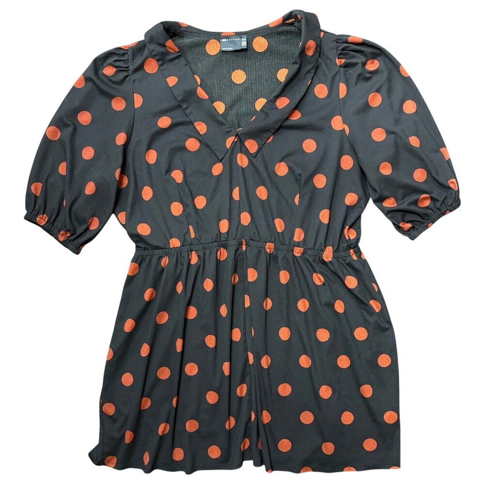 ASOS Design Curve Mini Collared Dress Black with Red Polka Dots Women's Size 20